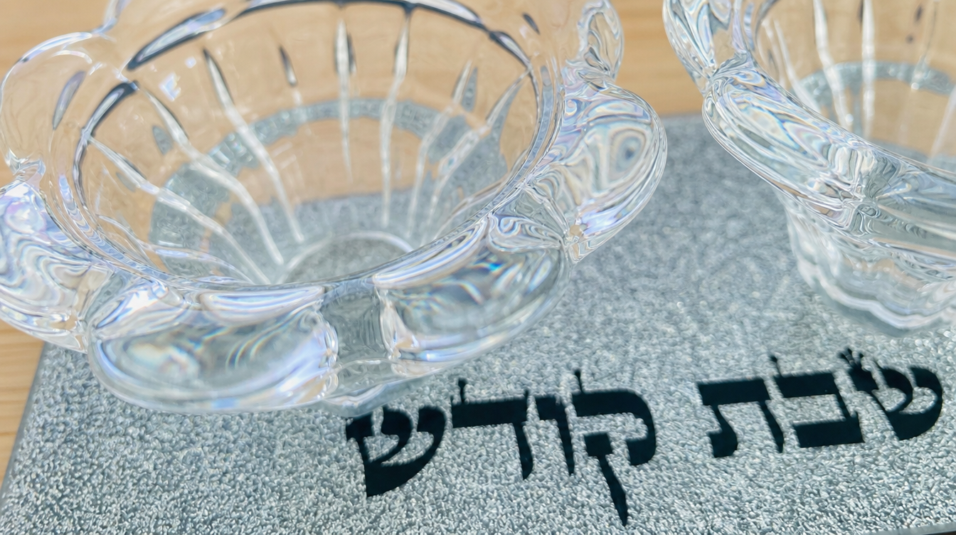 Bougeoirs Chabbat Verre Paillettes - Kiddouch Judaica – Image 2