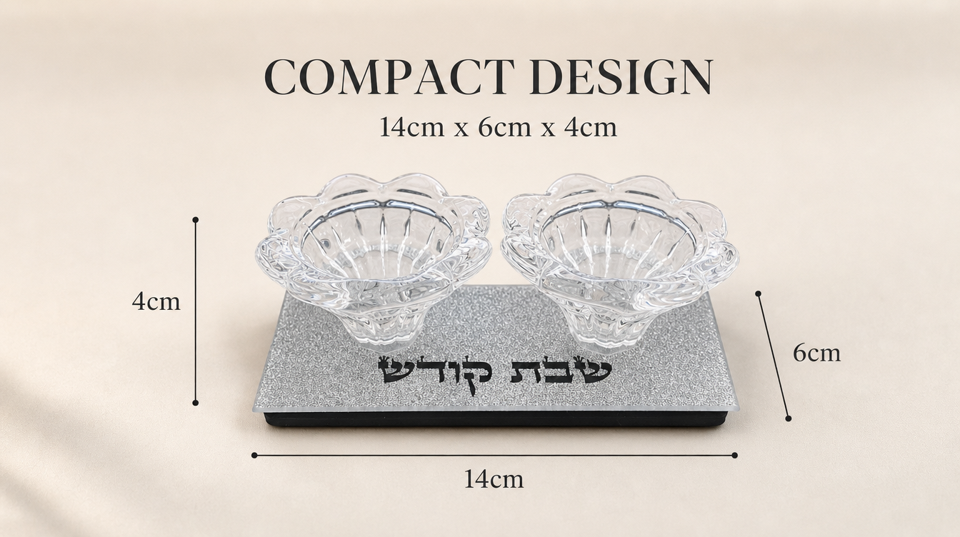 Bougeoirs Chabbat Verre Paillettes - Kiddouch Judaica – Image 4