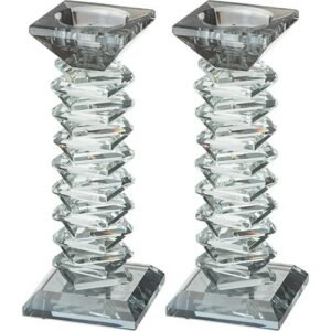 Paire de chandeliers élégants en cristal 17,5 cm