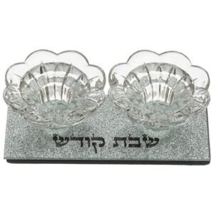 Bougeoirs Chabbat Verre Paillettes - Kiddouch Judaica