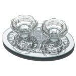 Bougeoirs Chabbat Verre Motifs Argentés 19cm - Judaica
