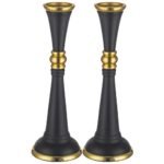 Bougeoirs en aluminium 23 cm - Noir et or