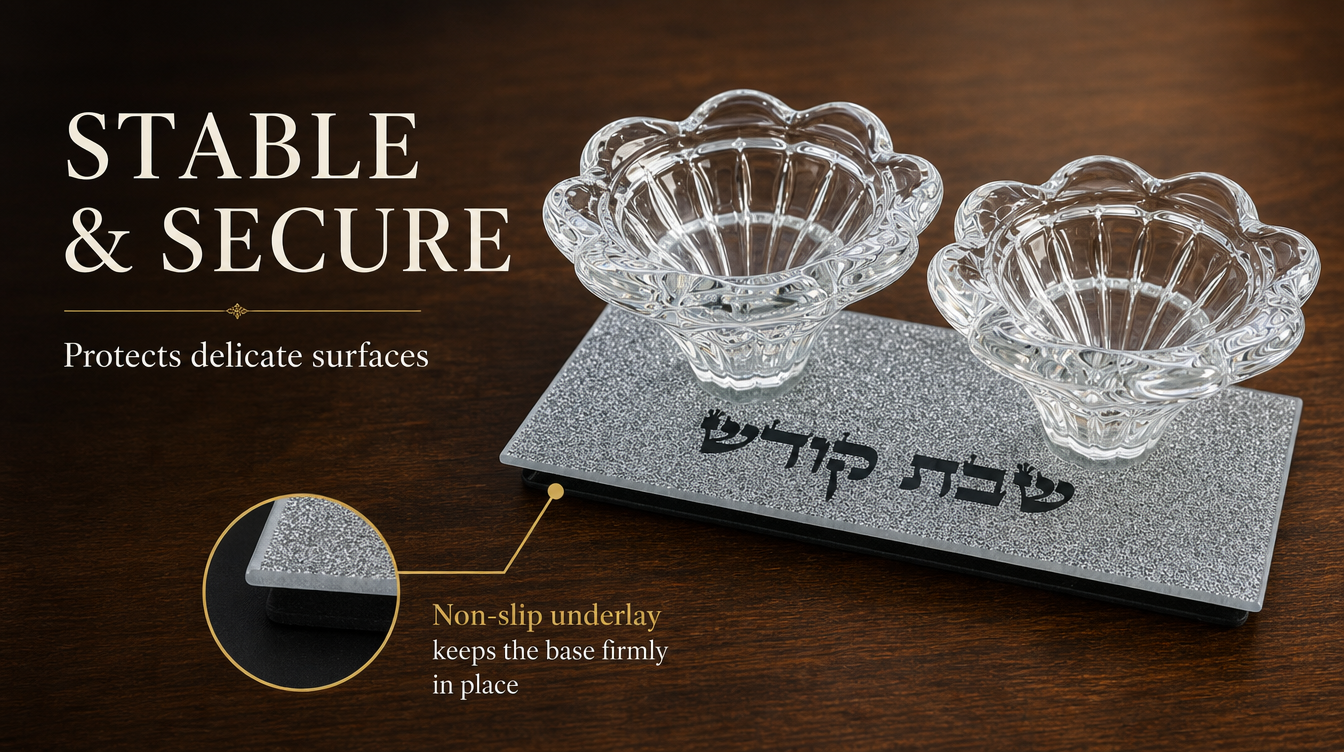 Bougeoirs Chabbat Verre Paillettes - Kiddouch Judaica – Image 5