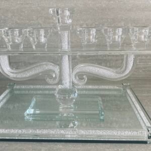 Hanoukia en cristal avec pierres blanches
